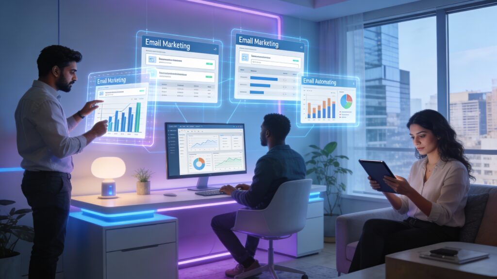 Entrepreneurs building email marketing funnels and managing high-commission affiliate programs to make money online in 2026