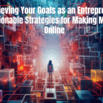 Entrepreneur entering a vibrant digital matrix, representing the pursuit of business growth, innovation, and online opportunities in 2026